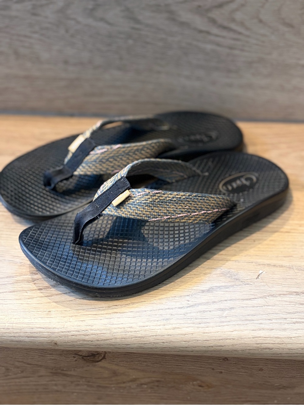 Women’s Black Flip Flop Sandals with Woven Strap
